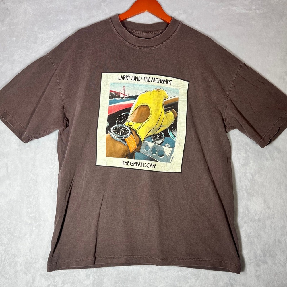 Larry June x The Alchemist The Great Escape Graphic T-Shirt Brown Mens XL